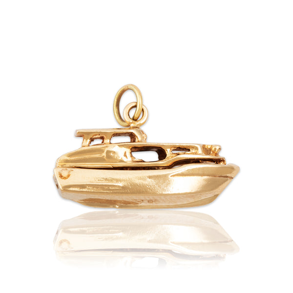 Vintage 14k Yellow Gold Articulated Yacht Charm / Pendant
