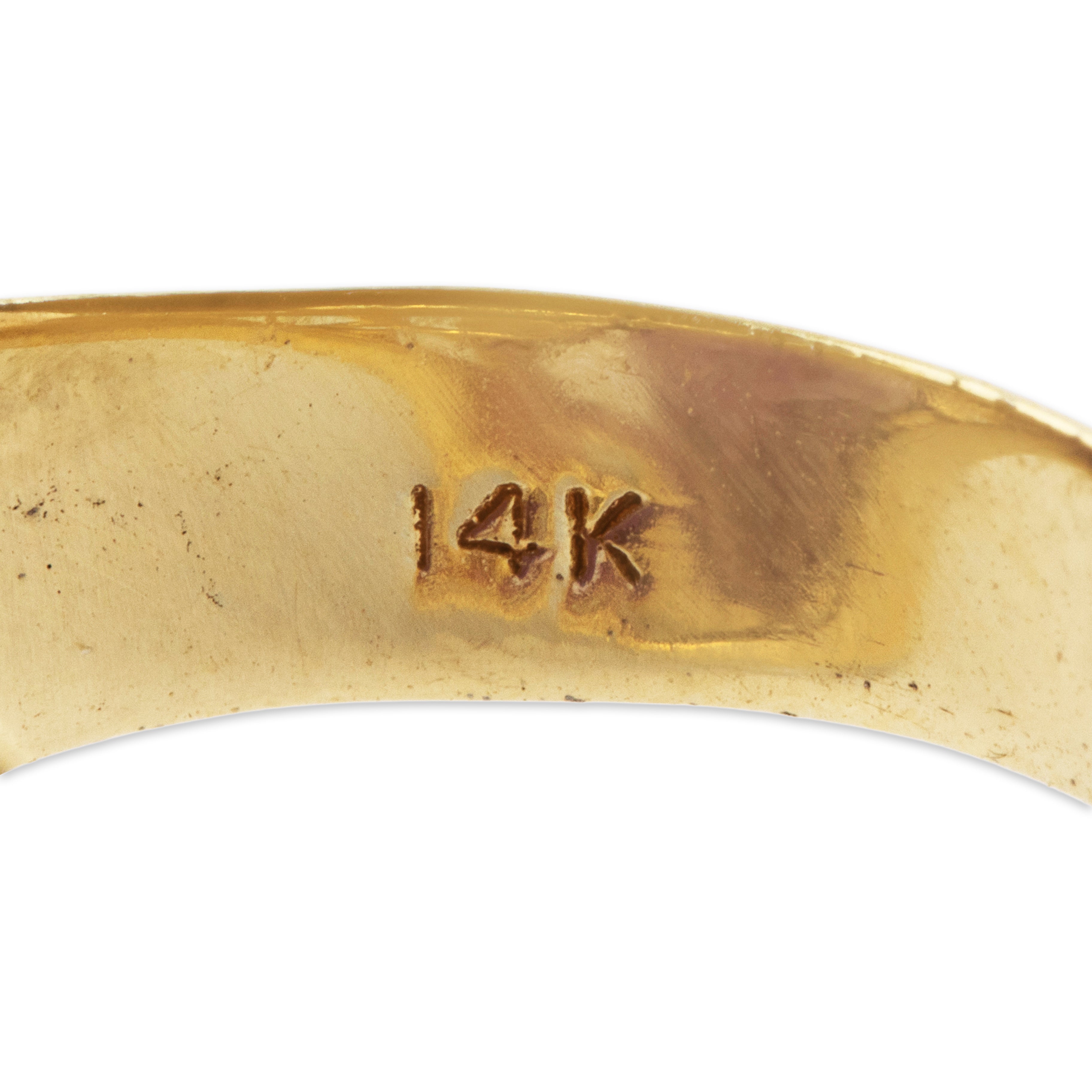 Vintag Large 14k Yellow Gold 37.7ct Amethyst Brutalist Cocktail Ring - Hallmark view