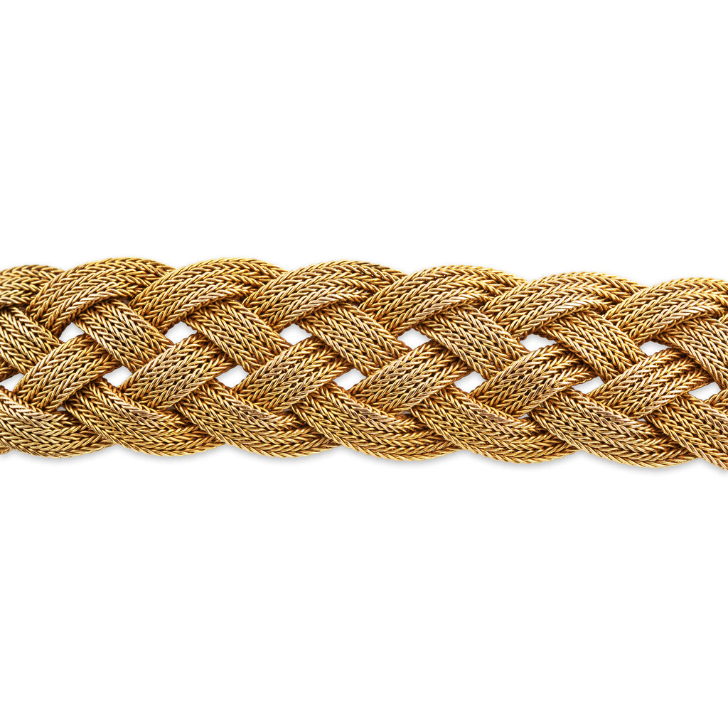 Antique Victorian 14k Yellow Gold Incredible Detailed Bird Braided Bracelet 6.75"
