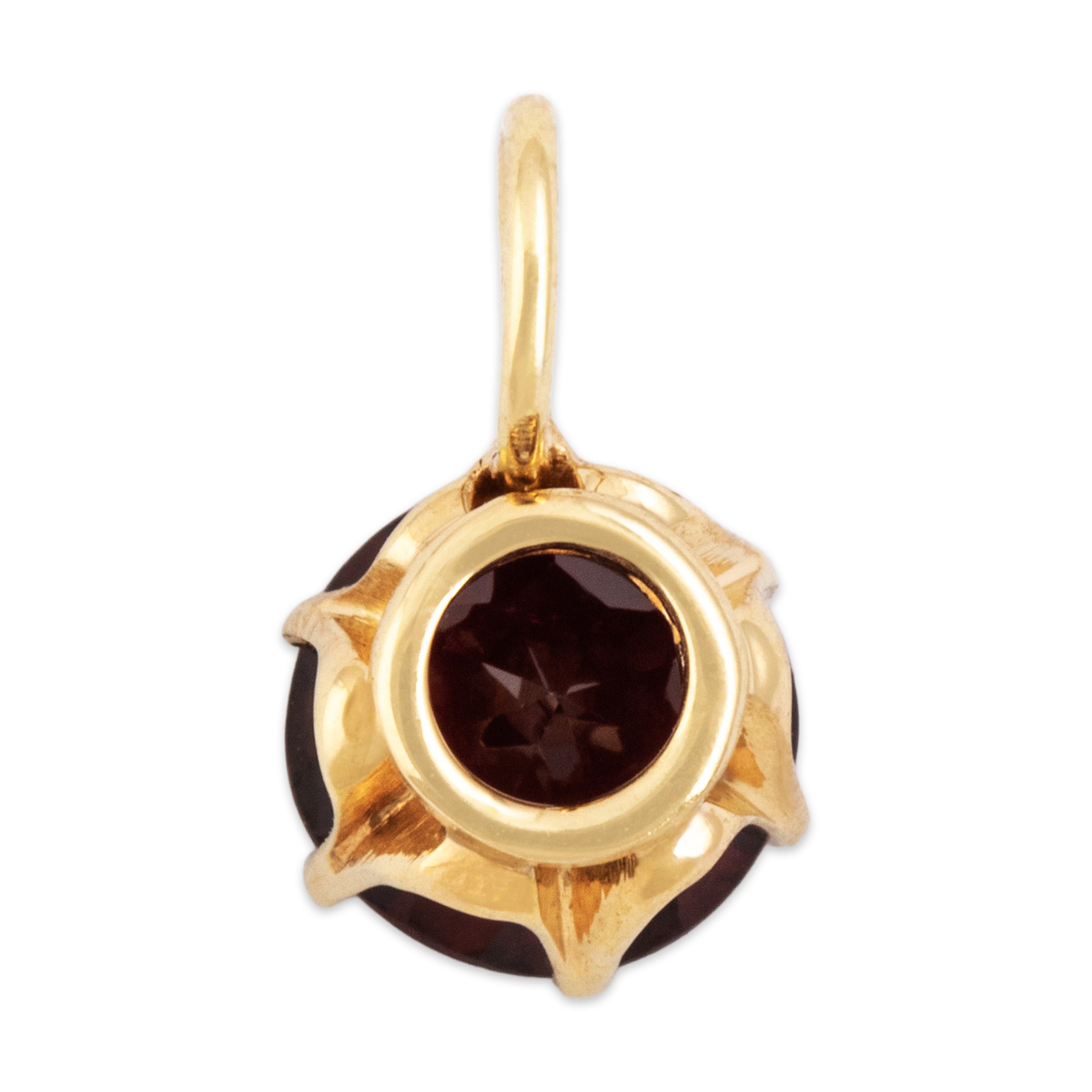 Antique Small 14k Yellow Gold 1ct Garnet Deep Crimson Pendant
