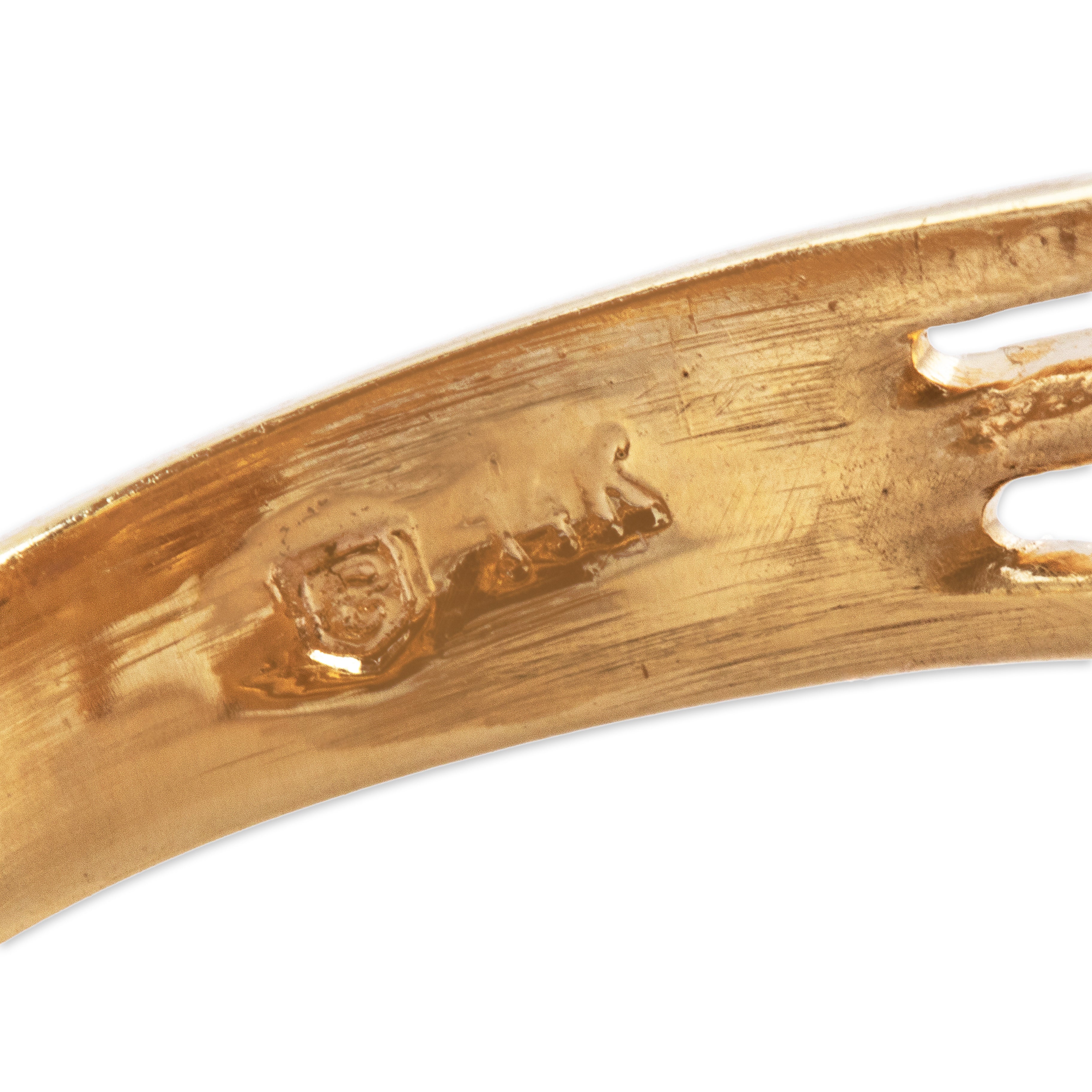 Vintage 14k Yellow Gold 1.9ct Amethyst Diamond Brutalist Nest Ring - Hallmark view