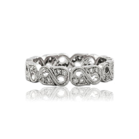 Vintage 18k White Gold Diamond Swirling Eternity Band Ring 6.00