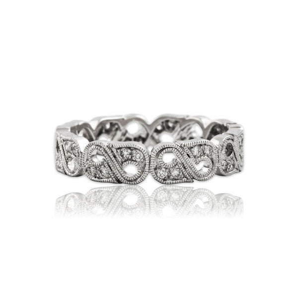 Vintage 18k White Gold Diamond Swirling Eternity Band Ring 6.00