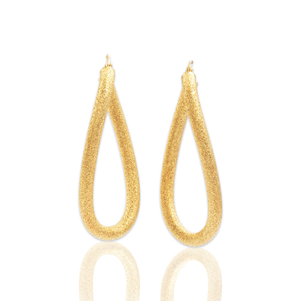 Vintage Italian Large 18k Yellow Gold Sparkling Twisted Hoop Earrings