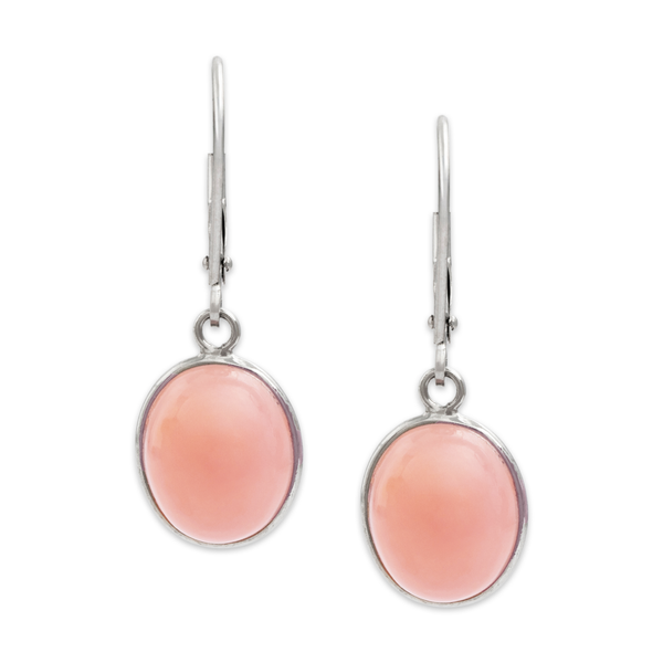 Vintage 14k White Gold 7.5cttw Rose Chalcedony Dangle Earrings