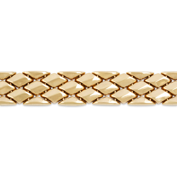 Vintage Italian 14k Yellow Gold Fantastic Dimensional Snake Scale Bracelet 7