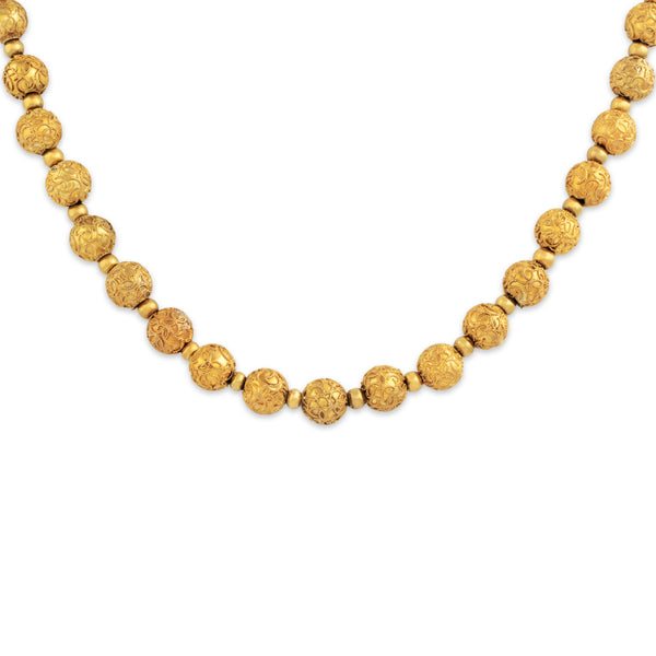 Antique 14k Yellow Gold Etruscan Filigree Beadwork Necklace 14.5