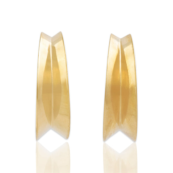 Vintage 14k Yellow Gold Gleaming Folded Hoop Earrings