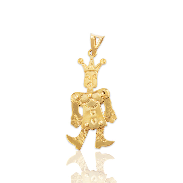 Vintage 18k Yellow Gold Articulated Impish Jester Pendant