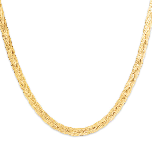 Vintage Italian 14k Yellow Gold Lovely Textured Braided Chain Necklace 16