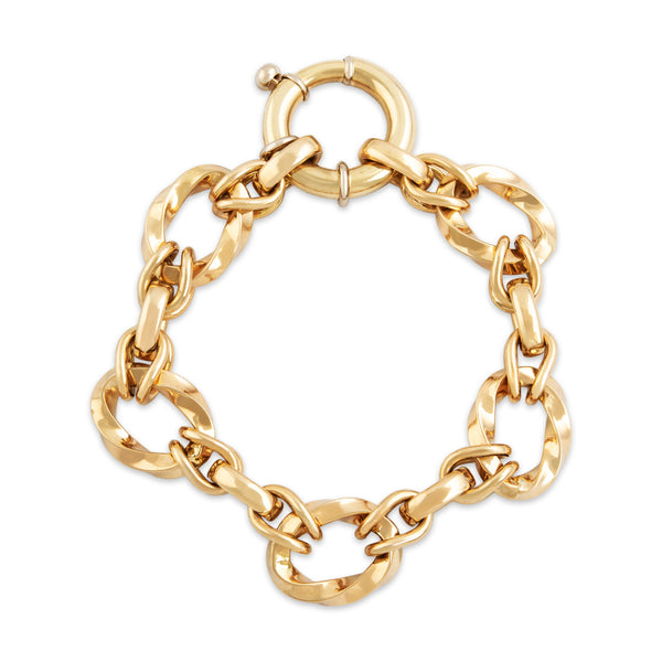 Vintage Italian Heavy 14k Yellow Gold Fabulous Chunky Twisted Link Bracelet 6.5