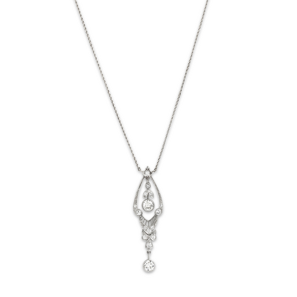 Antique Platinum & 14k White Gold .714cttw Old European Diamond Necklace 18