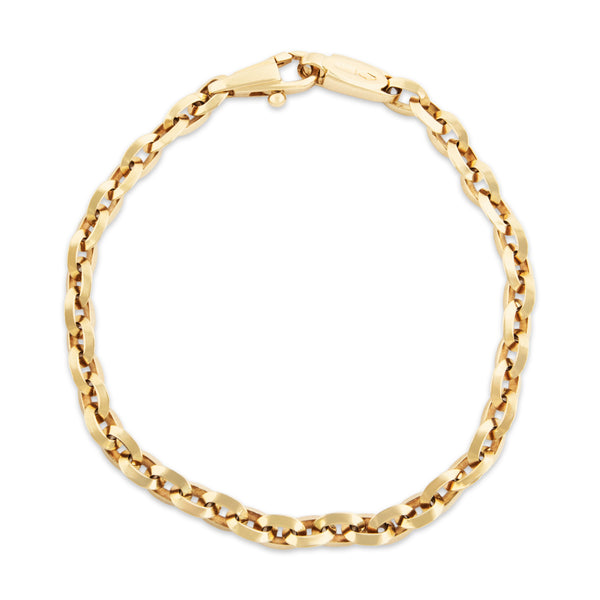 Vintage Italian Heavy 14k Yellow Gold Chic Oval Chain Bracelet 7.5