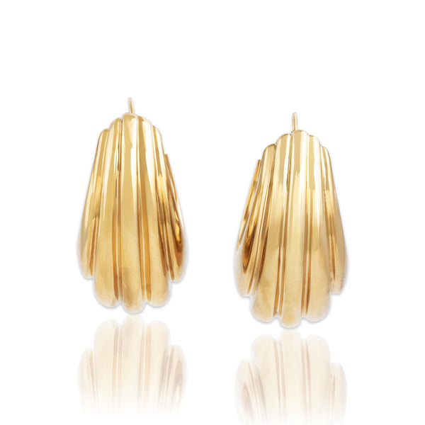 Vintage Large 14k Yellow Gold Bold Chunky Layered Hoop Earrings