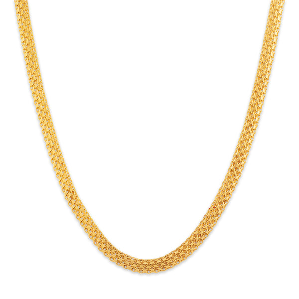 Vintage Italian 14k Yellow Gold Intricate Textured Woven Link Necklace 18