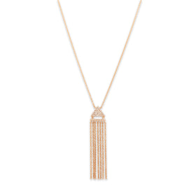 Estate 14k Rose Gold .25cttw Diamond Sparkling Geometric Fringe Necklace 18"