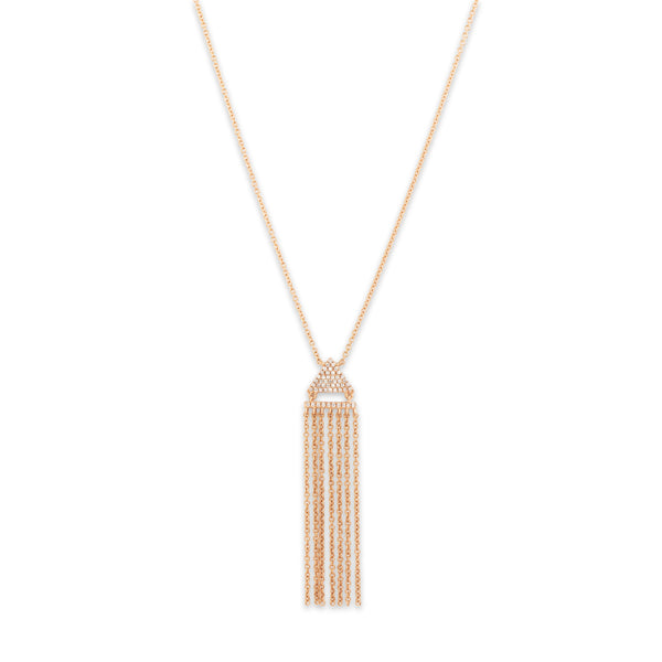 Estate 14k Rose Gold .25cttw Diamond Sparkling Geometric Fringe Necklace 18
