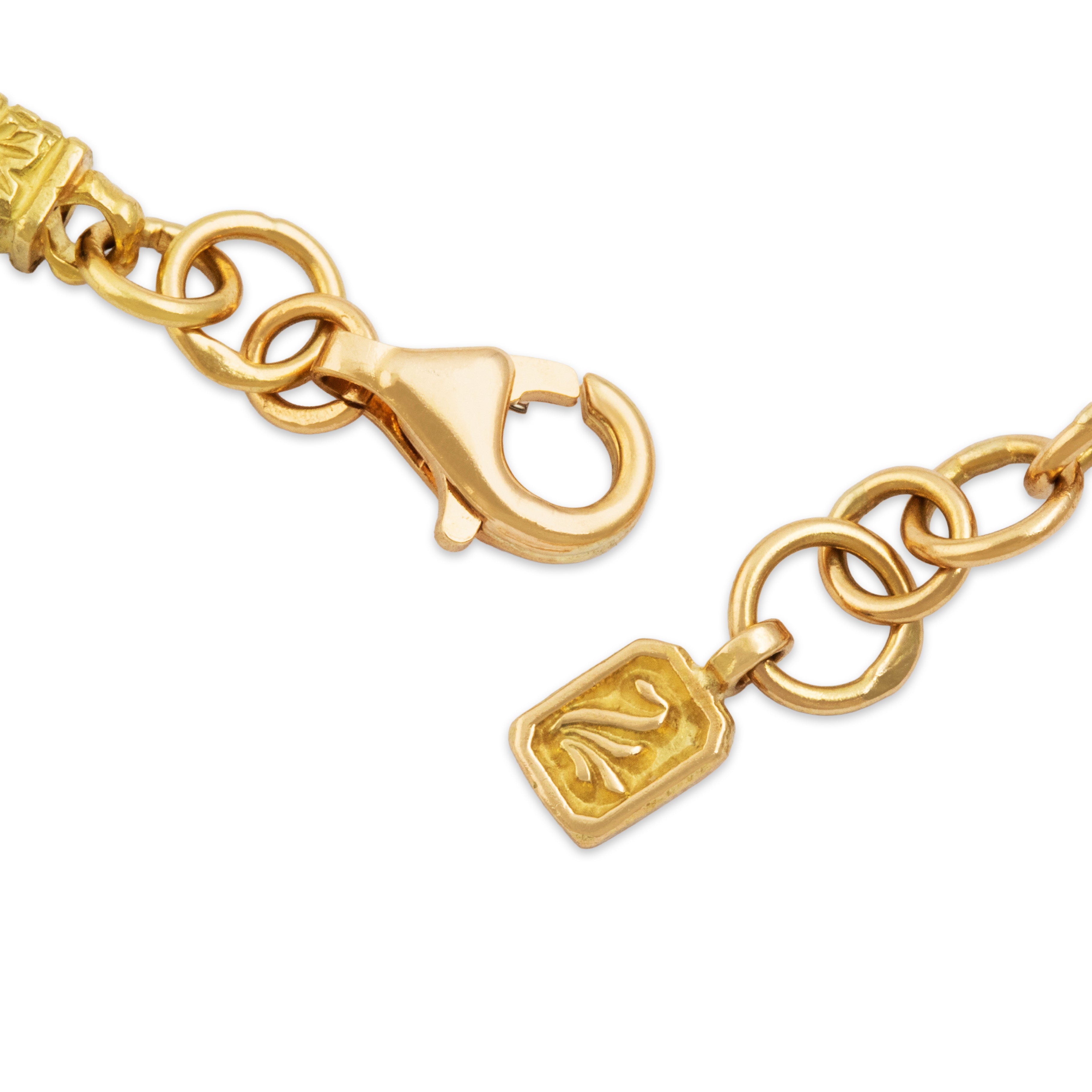 Vintage 18k Yellow Gold Double Chain Floral Station Necklace - clasp view