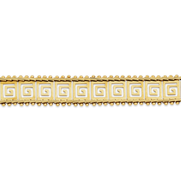 Vintage 14k Yellow Gold Greek Key Motif Bracelet 6.75