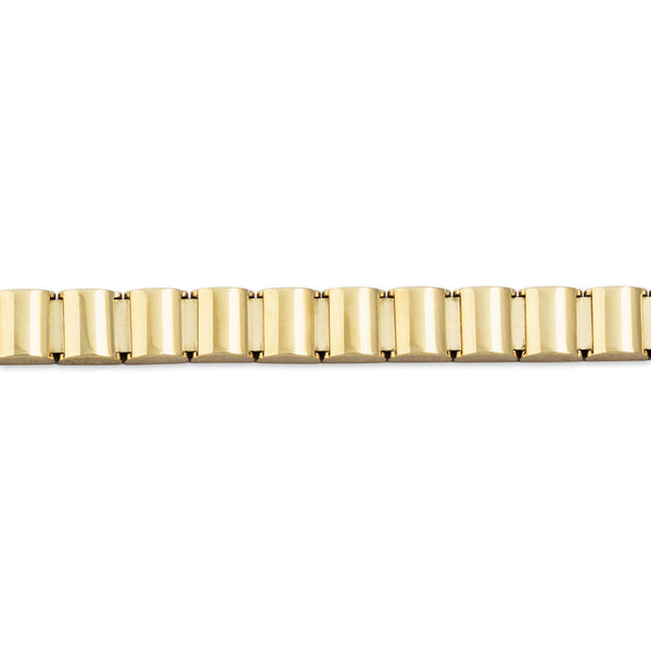Vintage Italian 14k Yellow Gold Gleaming Rectangular Link Bracelet 6.25
