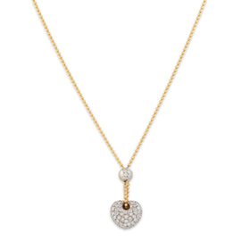 Vintage Italian 18k Yellow & White Gold 1.1cttw Diamond Ball Chain Necklace 15"