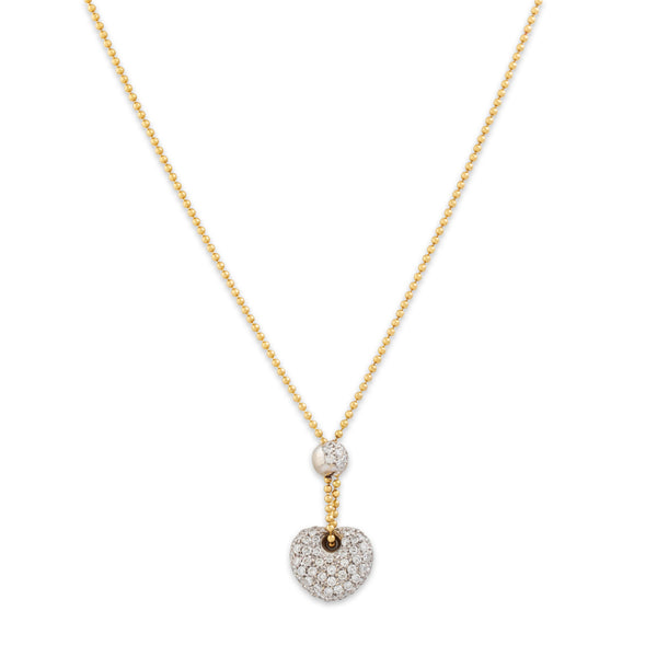 Vintage Italian 18k Yellow & White Gold 1.1cttw Diamond Ball Chain Necklace 15