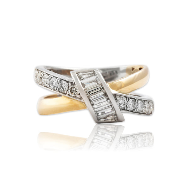 Vintage 14k Yellow & White Gold .81cttw Diamond Sparkling Ribbon Ring 6.50