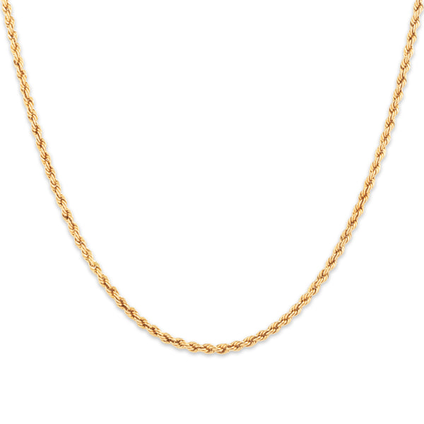 Vintage Lightweight 18k Yellow Gold Lovely Spiral Cable Chain Necklace 19.5