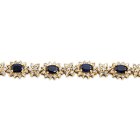 Vintage Heavy 18k Yellow Gold 5.2cttw Sapphire 3.773cttw Diamond Superb Bracelet 6.5"