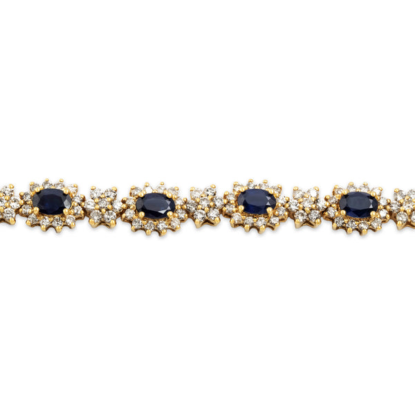 Vintage Heavy 18k Yellow Gold 5.2cttw Sapphire 3.773cttw Diamond Superb Bracelet 6.5