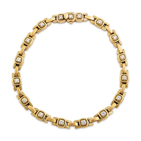 Vintage Heavy 18k Yellow Gold .663cttw Diamond Superb Geometric Link Bracelet 7"