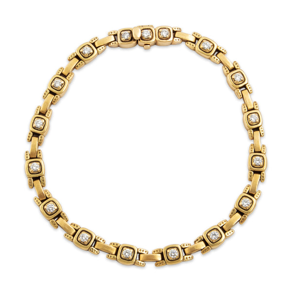 Vintage Heavy 18k Yellow Gold .663cttw Diamond Superb Geometric Link Bracelet 7