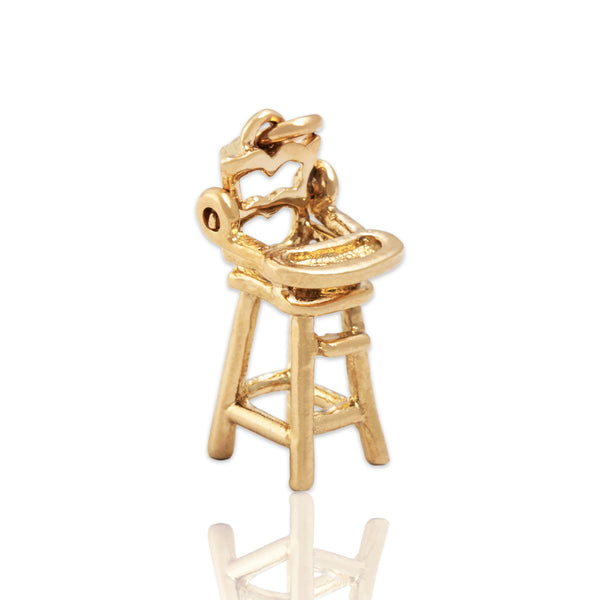 Vintage Lightweight 14k Yellow Gold Articulated Baby's Highchair Charm / Pendant