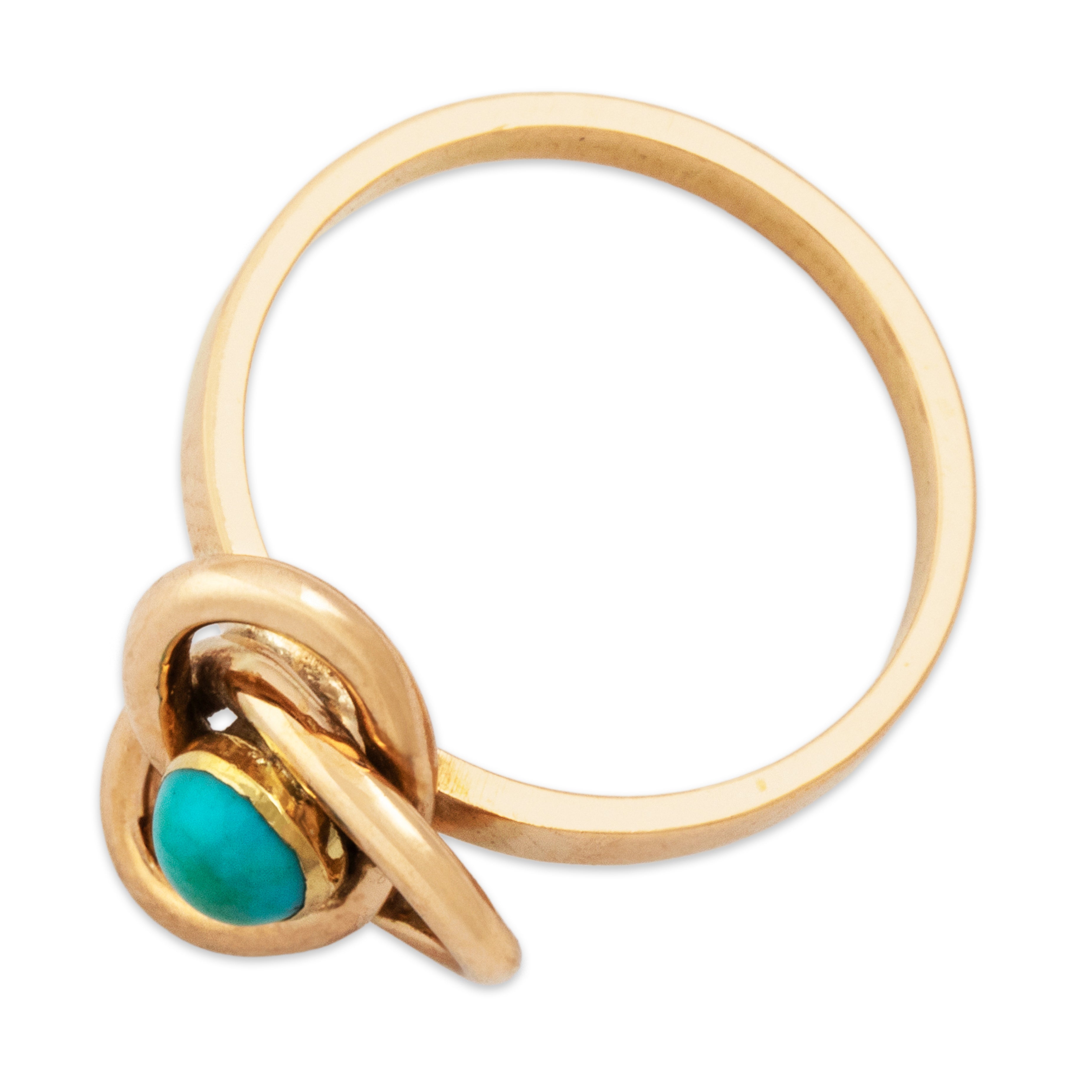 Antique 18k Yellow Gold Turquoise Gleaming Triple Knot Ring 3.50