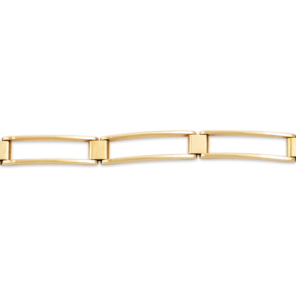 Vintage Italian 14k Yellow Gold Simple Rectangular Link Bracelet 7