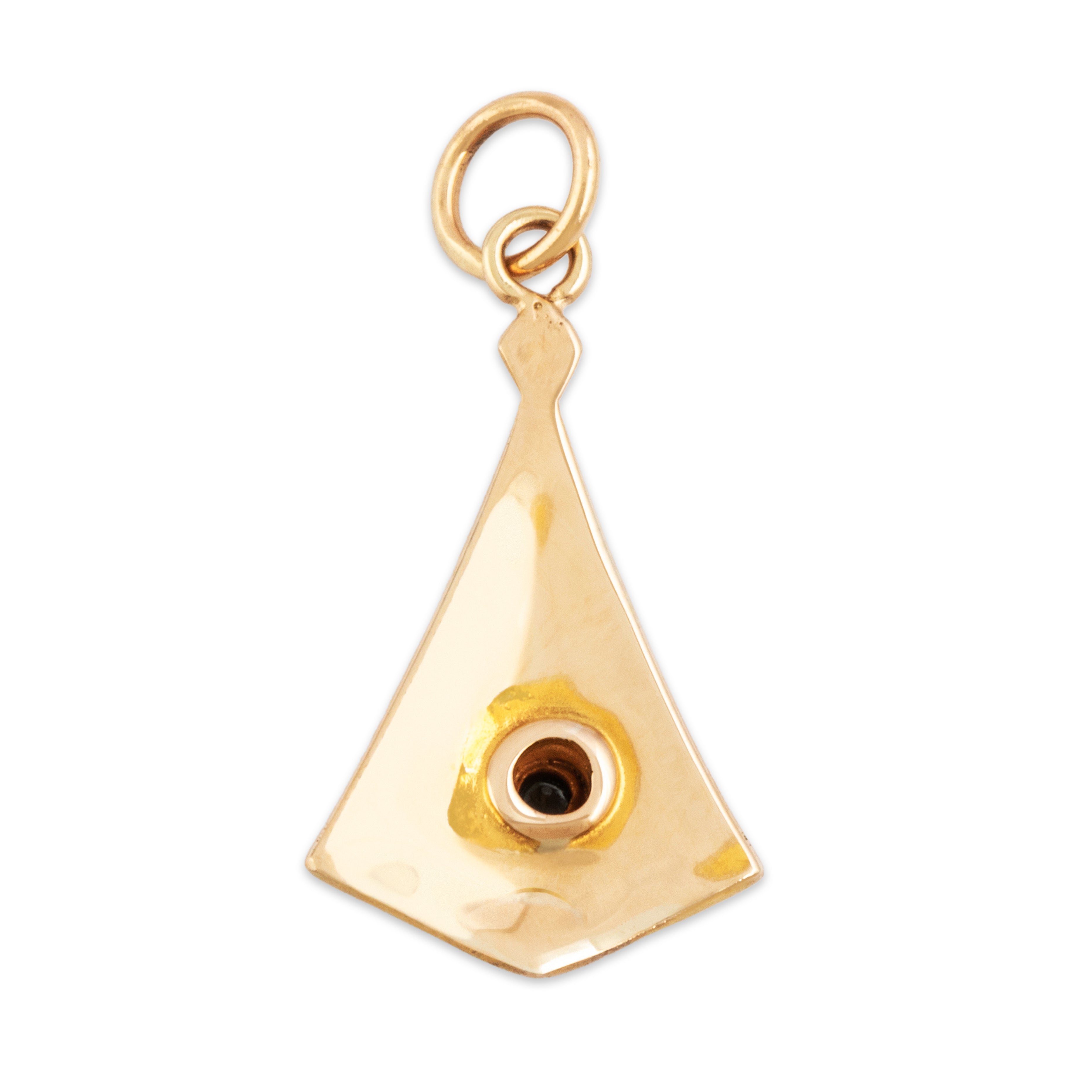 Antique Arts & Crafts 14k Yellow Gold Old Mine Cut Diamond Satin Charm / Pendant