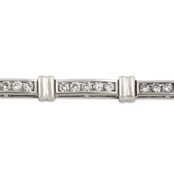 Vintage Heavy 14k White Gold 2.61cttw Diamond Channel-Set Tennis Bracelet 6.25