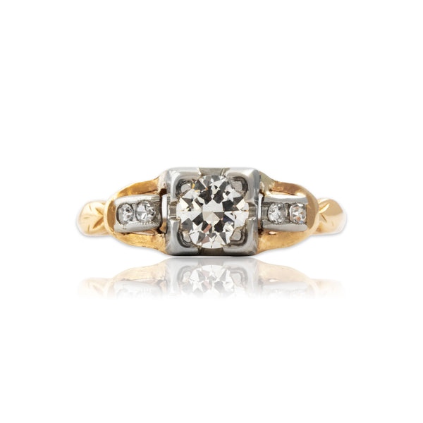 Antique 14k Yellow Gold .428cttw Old European Diamond Square-Set Ring 6.00