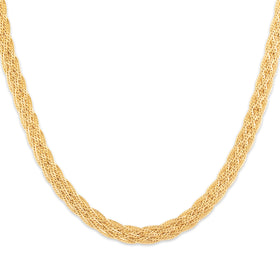 Vintage Italian 18k Yellow Gold Wonderful Braided Chain Necklace 17"