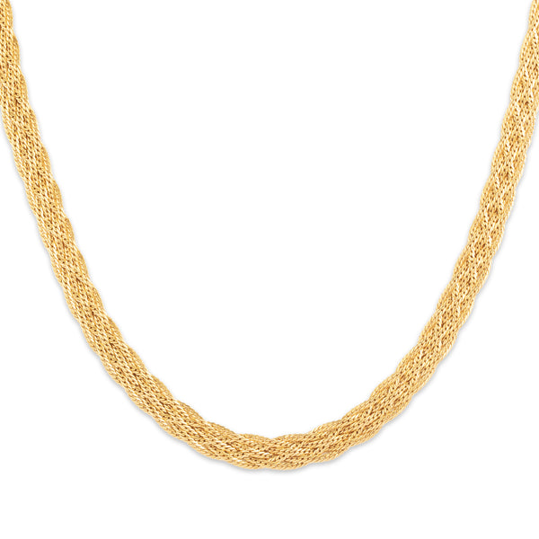 Vintage Italian 18k Yellow Gold Wonderful Braided Chain Necklace 17