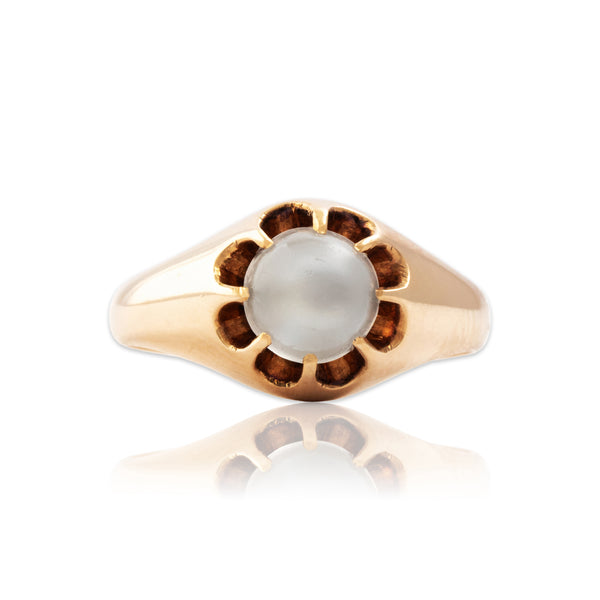 Antique 9k Rose Gold 1ct Moonstone Pretty Buttercup Ring 5.50