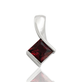 Estate 14k White Gold 1.8ct Garnet Sleek Modern Swoop Pendant