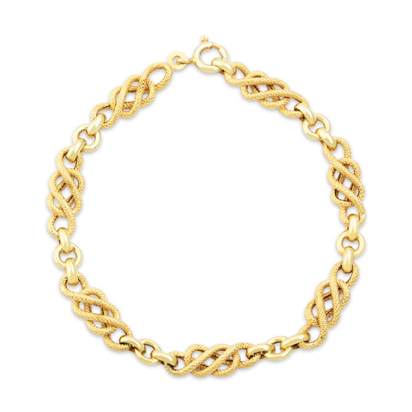 Vintage Italian 14k Yellow Gold Carrick Bend Knot Bracelet 7.25