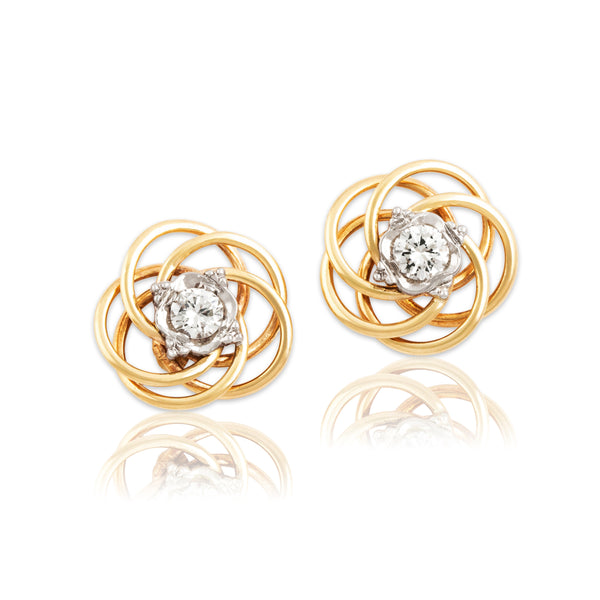 Vintage 14k Yellow Gold .52cttw Diamond Stunning Interlocking Loop Stud Earrings