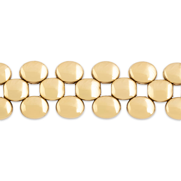 Vintage Italian 14k Yellow Gold Chic Cobblestone Bracelet 6.75