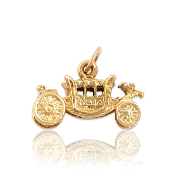 Vintage 14k Yellow Gold Royal Stagecoach Charm / Pendant
