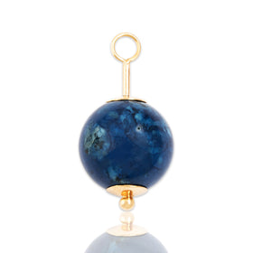 Antique Large 14k Yellow Gold Denim Lapis Lazuli Fabulous Bauble Pendant