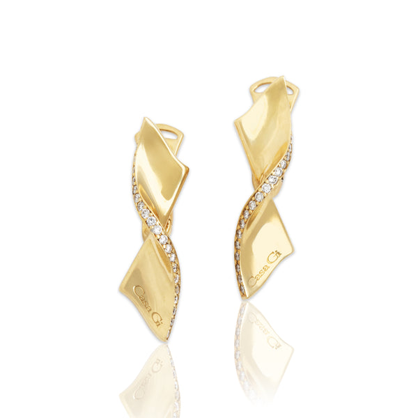Estate Belgian 18k Yellow Gold .5cttw Diamond Chic Twist Earrings