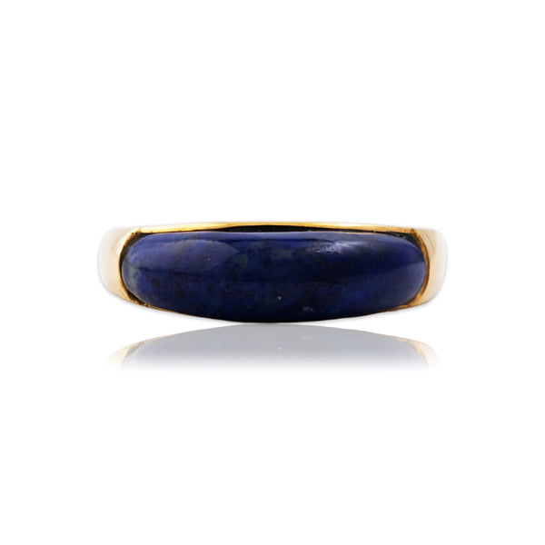 Vintage 14k Yellow Gold Lapis Lazuli Modernist Dome Ring 6.00