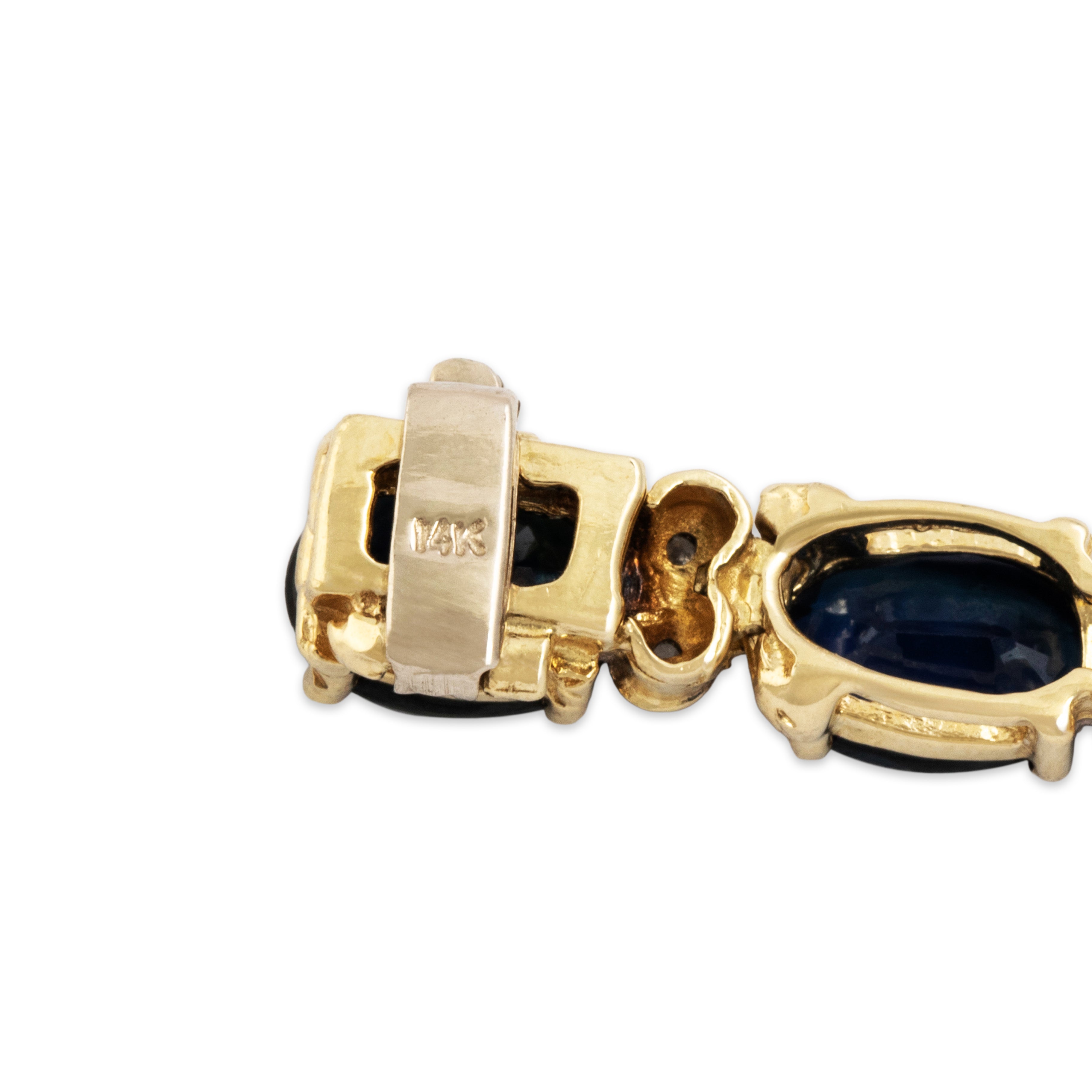 Vintage 14k Yellow Gold 14.5cttw Blue Sapphire Diamond Elegant Bracelet - Hallmark view